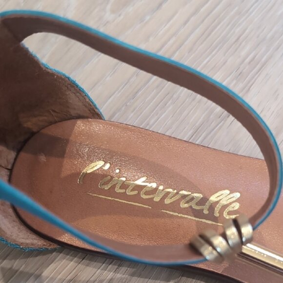 LINTERVALLE Gold and Teal Sandals - Picture 5 of 12